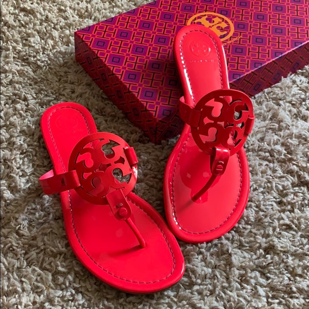 Tory Burch Fluorescent Fuchsia Pink Miller Sandals - Picture 3 of 8
